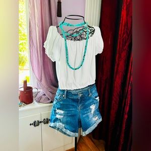 Wild Fable OTS White Crop Top